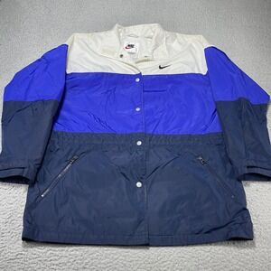 Vintage Nike Jacket Unisex Large Blue Colorblock Nylon Windbreaker Retro 90s‎